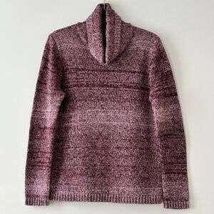 Eddie Bauer Purple Gradient Striped Cowl Neck Sweater